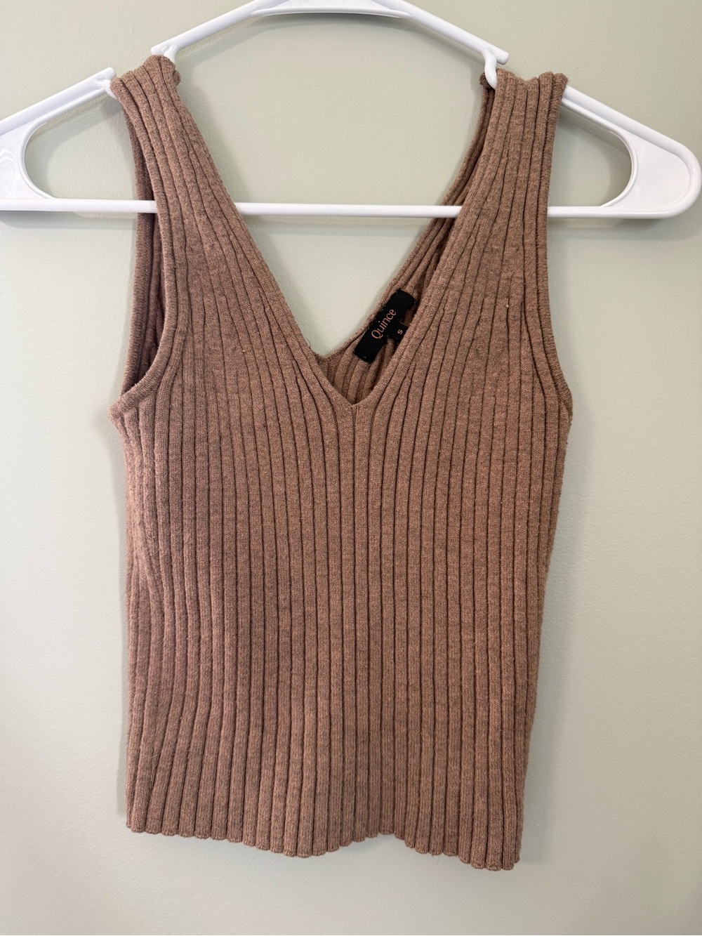 Quince Ribbed V-Neck Tank Top — Brown